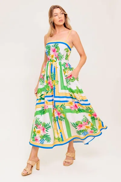 Truedames Floral Harmony Woven Midi Dress In Multi