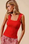Truedames Floral Jacquard Seamless Tank Top In Red