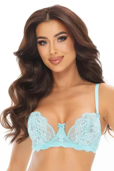 Truedames Floral Lace Balconette Bra With Underwire Support In Blue