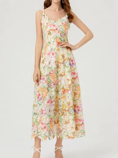 Truedames Floral Lace Sleeveless V-neck Midi Dress In Red