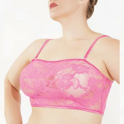 Truedames Floral Lace Tube Bralette With Soft Stretch Design In Pink