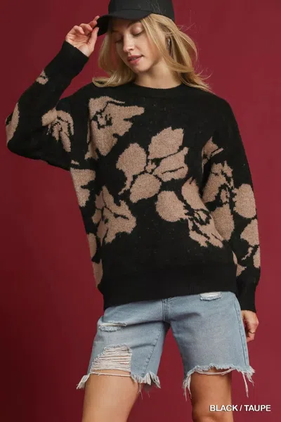 Truedames Floral Long Sleeve Sweater In Multi