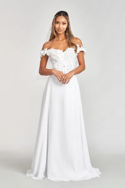Truedames Floral Off The Shoulder Corset Formal Mob Dress In White