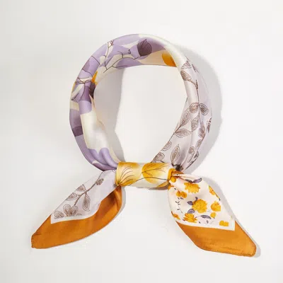 Truedames Floral Patchwork Printed Square Silky Satin Bandana Scarf In Multi