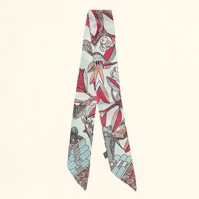 Truedames Floral Pattern Printed Twilly Skinny Scarf In Blue