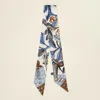 Truedames Floral Pattern Printed Twilly Skinny Scarf In White
