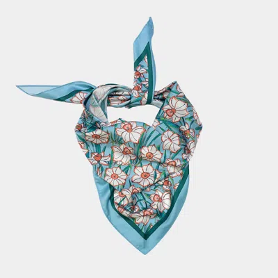 Truedames Floral Pattern Triangle Scarf In Gray