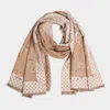 Truedames Floral Polka Dot Bordered Fringe Oblong Scarf In Brown