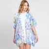 Truedames Floral Print Cover Up Kimono Poncho In Multi