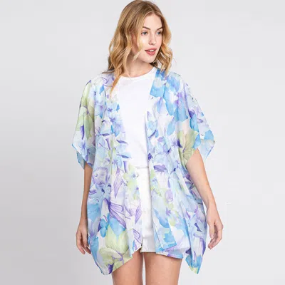 Truedames Floral Print Cover Up Kimono Poncho In Multi