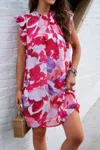 Truedames Floral Print Elegant Sleeveless Ruffle A Line Dress In Multi