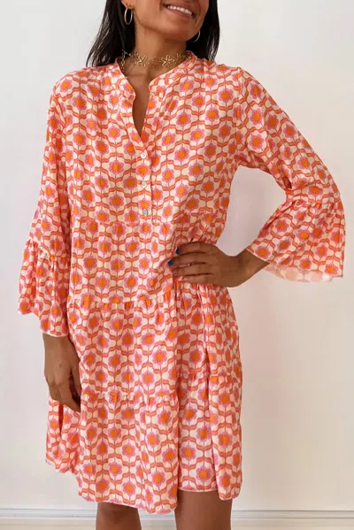 Truedames Floral Print Flounce Sleeve Buttoned Front Mini Dress In Multi