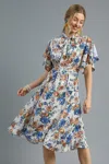 Truedames Floral Print Flutter Sleeve Dress In Multi