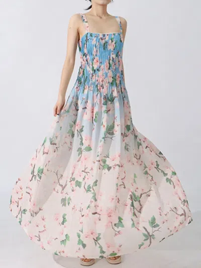 Truedames Floral Print Pleated Maxi Dress In Multi