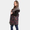Truedames Floral Print Sherpa Lined Hooded Pocket Vest In Blue