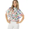 Truedames Floral Print Short Sleeve Top With Waist Tie In Multi