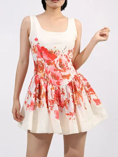 Truedames Floral Print Sleeveless A-line Mini Dress In Red