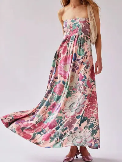 Truedames Floral Print Sleeveless Maxi Dress In Pink