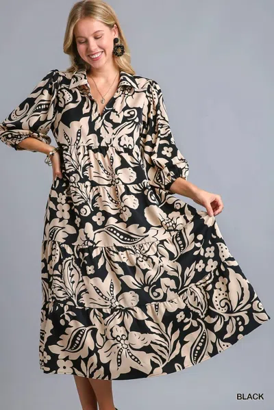 Truedames Floral Print Tiered Midi Dress In Multi