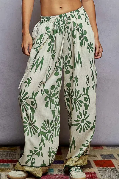 Truedames Floral Printed Woven Wide Leg Drawstring Pants In Multi