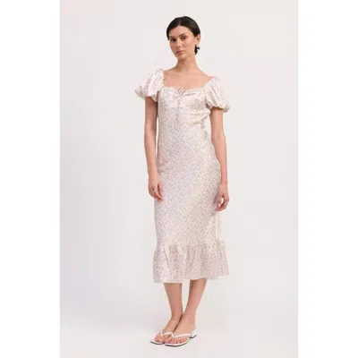 Truedames Floral Puff Sleeve Midi Dress In Multi