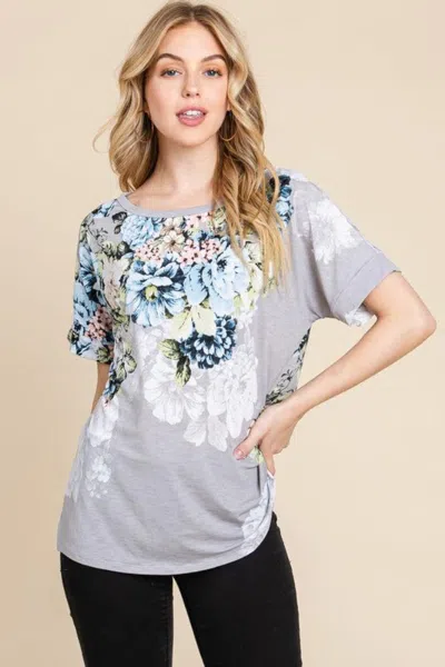 Truedames Floral Round Neck Short Sleeve T-shirt In Multi