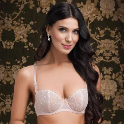 Truedames Floral Sheer Balcony Bra In Beige