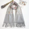 Truedames Floral Tassel Cashmere Feel Scarf In Gray
