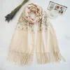 Truedames Floral Tassel Cashmere Feel Scarf In Neutral