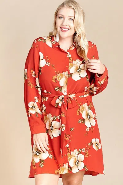 Truedames Floral Woven Button-down Collared Shirt Dress In Multi