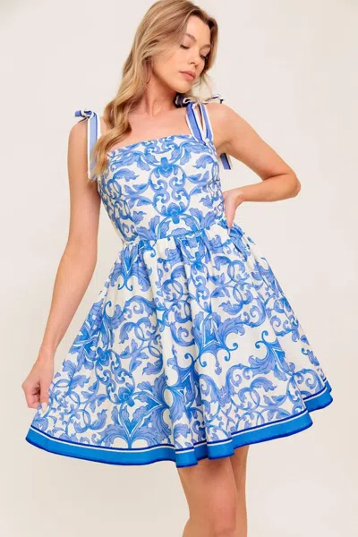 Truedames Florence Days Floral Blue Woven Mini Dress
