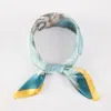 Truedames Flower Artwork Printed Square Silky Satin Bandana Scarf In Blue