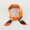 Truedames Flower Artwork Printed Square Silky Satin Bandana Scarf In Orange