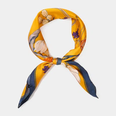 Truedames Flower Butterfly Printed Square Scarf In Orange