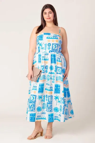 Truedames Flower Girl Blue Woven Midi Dress In White