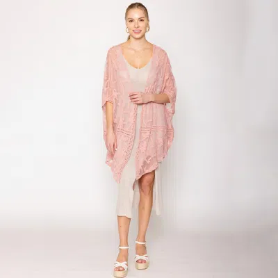 Truedames Flower Lace Cardigan Poncho In Pink