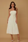 Truedames Flower Lining Linen Pattern Strapless Dress In Neutral