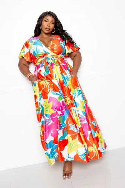 Truedames Flower Maxi Skirt & Top Set In Multi