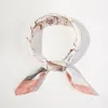 Truedames Flower Motif Printed Square Silky Satin Bandana Scarf In White