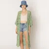 Truedames Flower Pattern Crochet Cardigan In Green