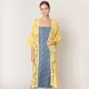 Truedames Flower Pattern Crochet Cardigan In Yellow