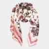 Truedames Flower Pattern Printed Square Silky Satin Scarf Shawl In Multi