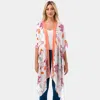 Truedames Flower Print Kimono Poncho In White