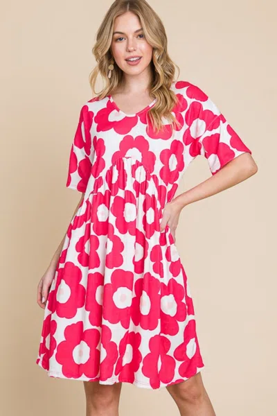 Truedames Flower Print Ruched Dress In Multi