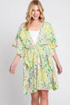 Truedames Flower Print Self-tie Drawstring Open Front Cover In Multi