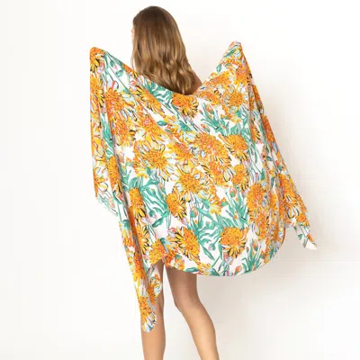 Truedames Flower Printed Oblong Scarf In Orange