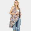Truedames Flower Printed Round Vest In Multi