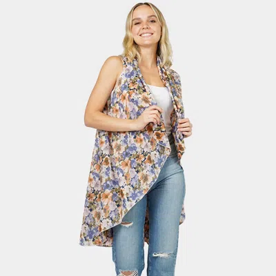 Truedames Flower Printed Round Vest In Multi