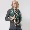 Truedames Flower Printed Scarf In Green
