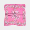 Truedames Flower Printed Square Silky Satin Scarf Shawl In Pink